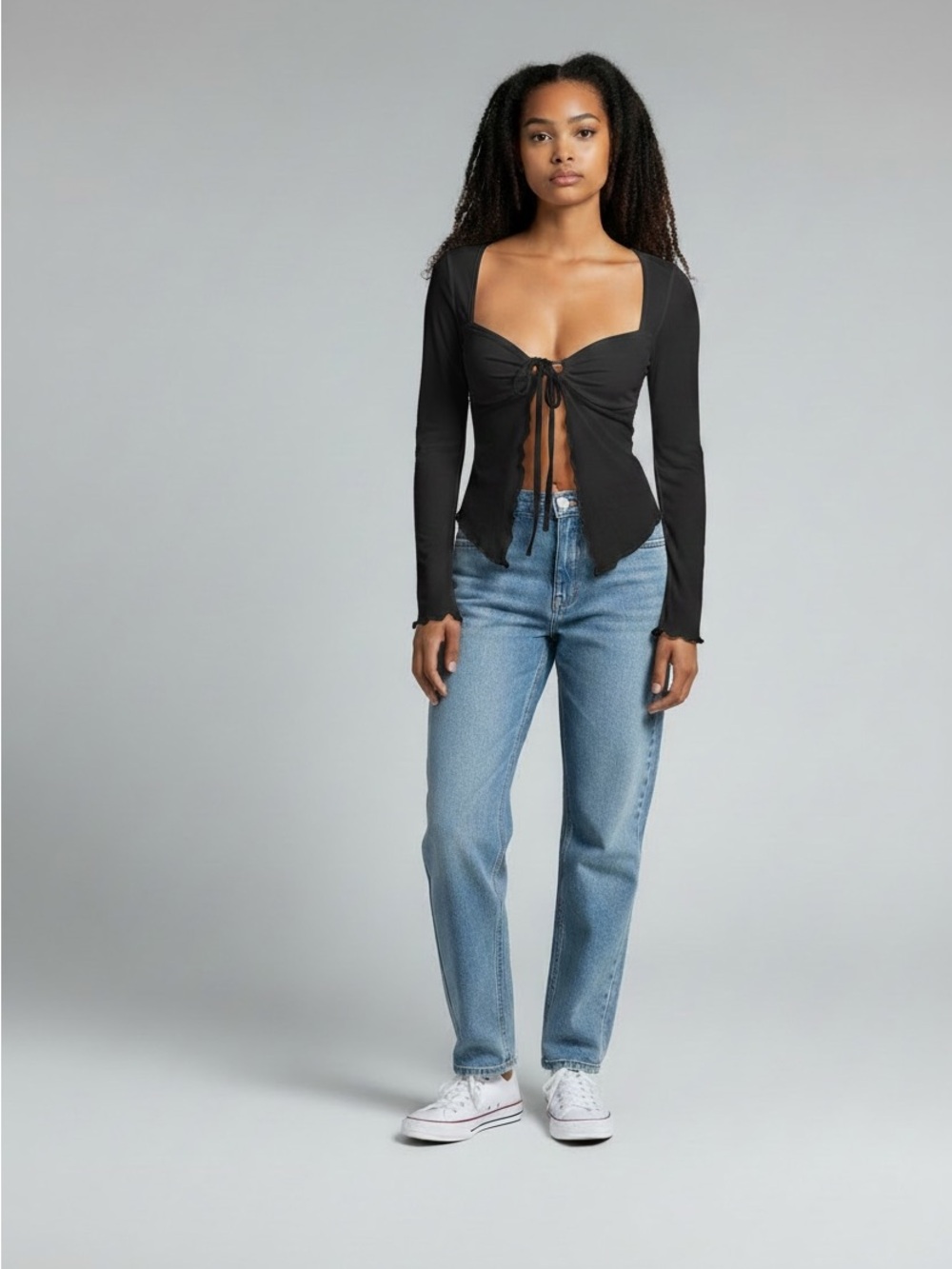 SHEIN Black Mesh Detail Crop Top